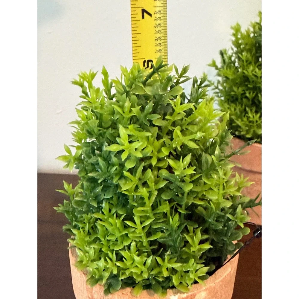 Set of 2 Artificial Boxwood Topiary Plants in Rustic Terracotta Pots 6 Inch